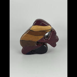 Vintage Hand Carved Wood Frog 4 Pc Puzzle Box for Jewelry Trinkets Lined Inside